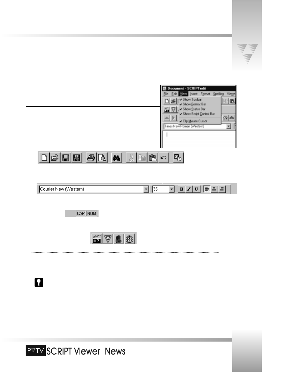 The scriptedit menus and toolbars | Grass Valley SCRIPT Viewer News Rev.A User Manual | Page 25 / 60