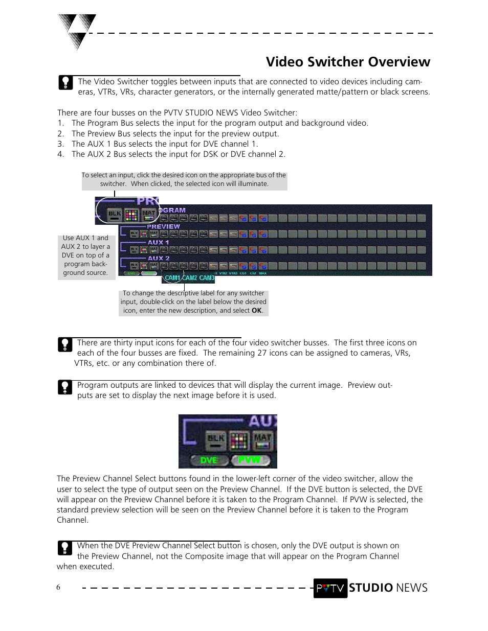 Video switcher overview, Studio news | Grass Valley PVTV NEWS Rev.4.02 User Manual | Page 10 / 96