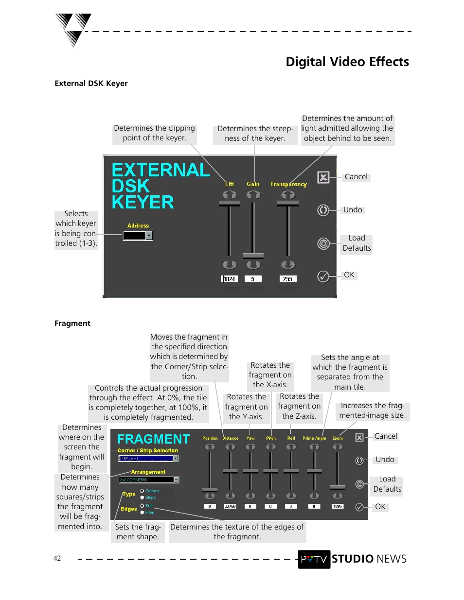 Digital video effects, Studio news | Grass Valley PVTV NEWS Rev.4.02 User Manual | Page 46 / 96