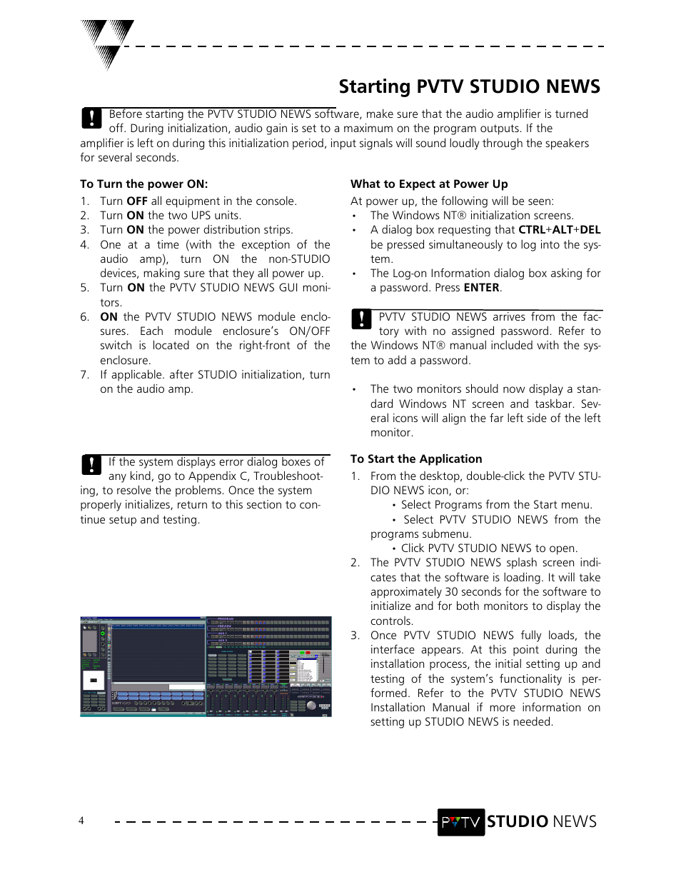 Starting pvtv studio news, Studio news | Grass Valley PVTV NEWS Rev.4.02 User Manual | Page 8 / 96