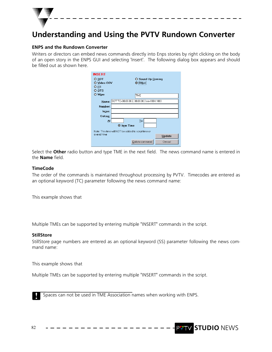 Understanding and using the pvtv rundown converter, Studio news | Grass Valley PVTV NEWS Rev.4.02 User Manual | Page 86 / 96