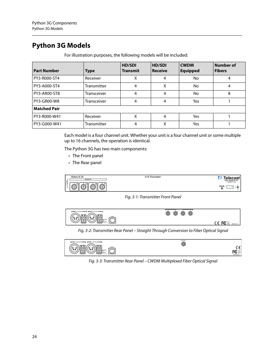 Python 3g models | Grass Valley Python 3G User Manual | Page 28 / 53