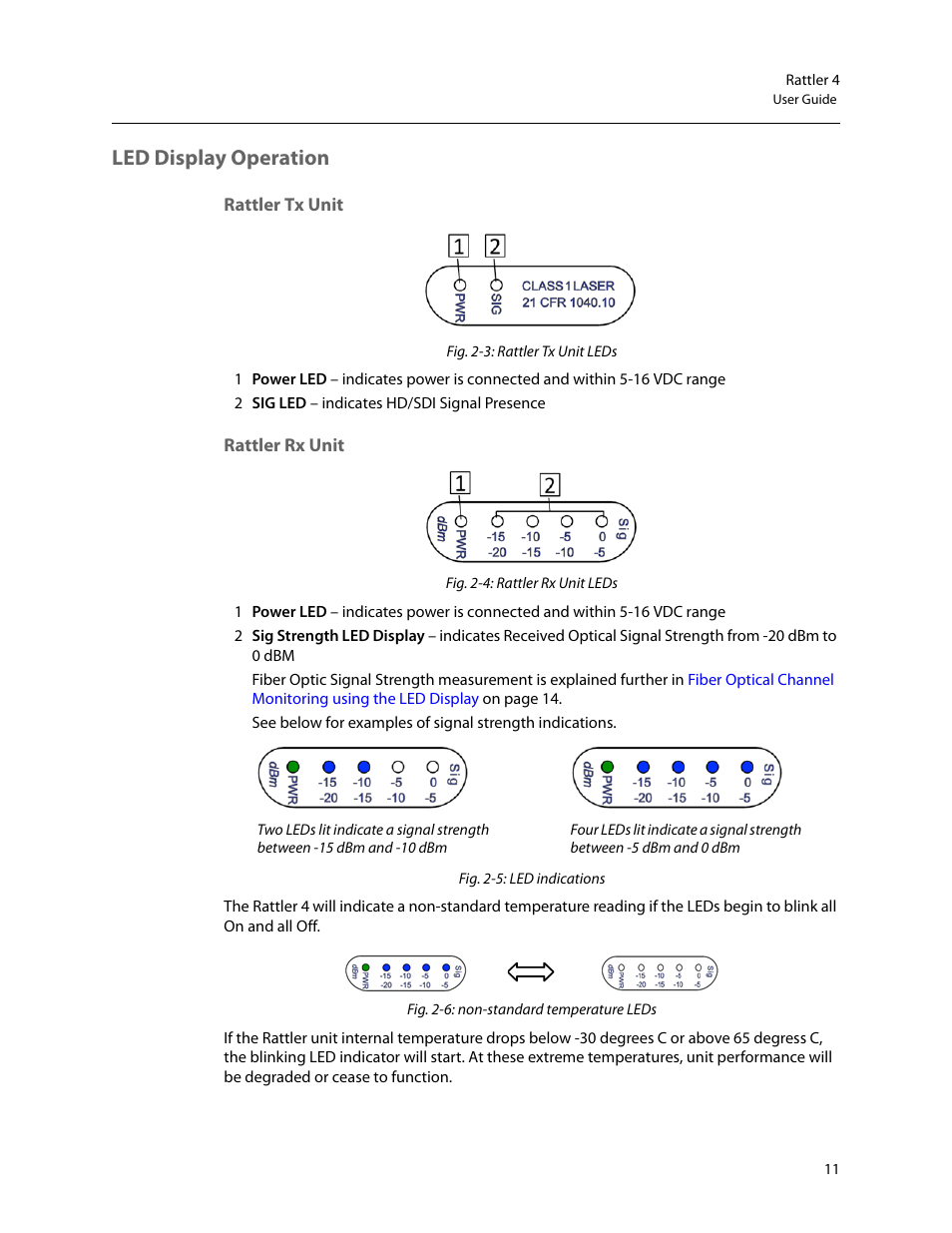 Led display operation, Rattler tx unit, Rattler rx unit | Rattler tx unit rattler rx unit | Grass Valley Rattler 4 Feb 24 2015 User Manual | Page 15 / 25