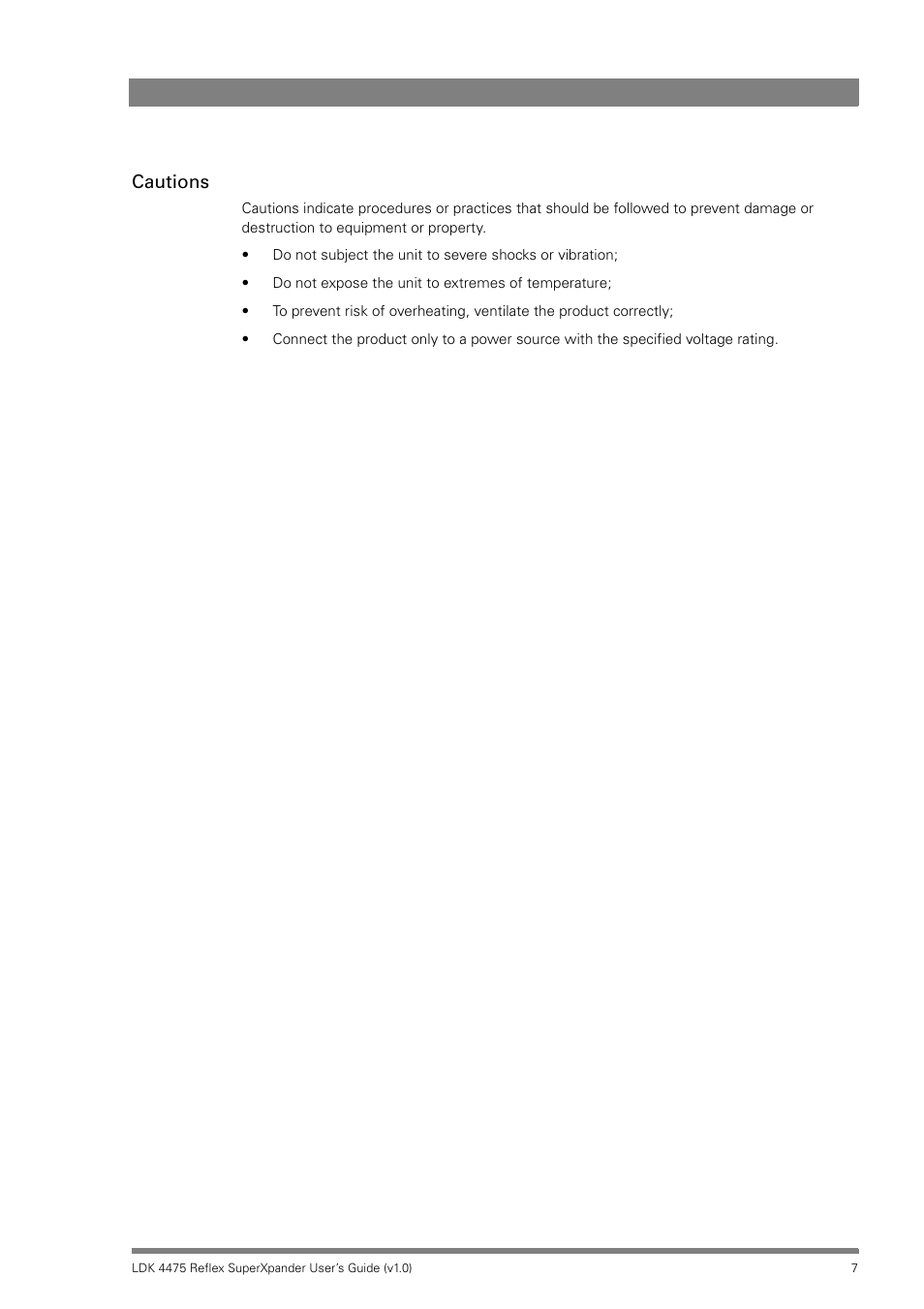 Cautions | Grass Valley LDK 4475 Reflex SuperXpander User Manual | Page 7 / 30