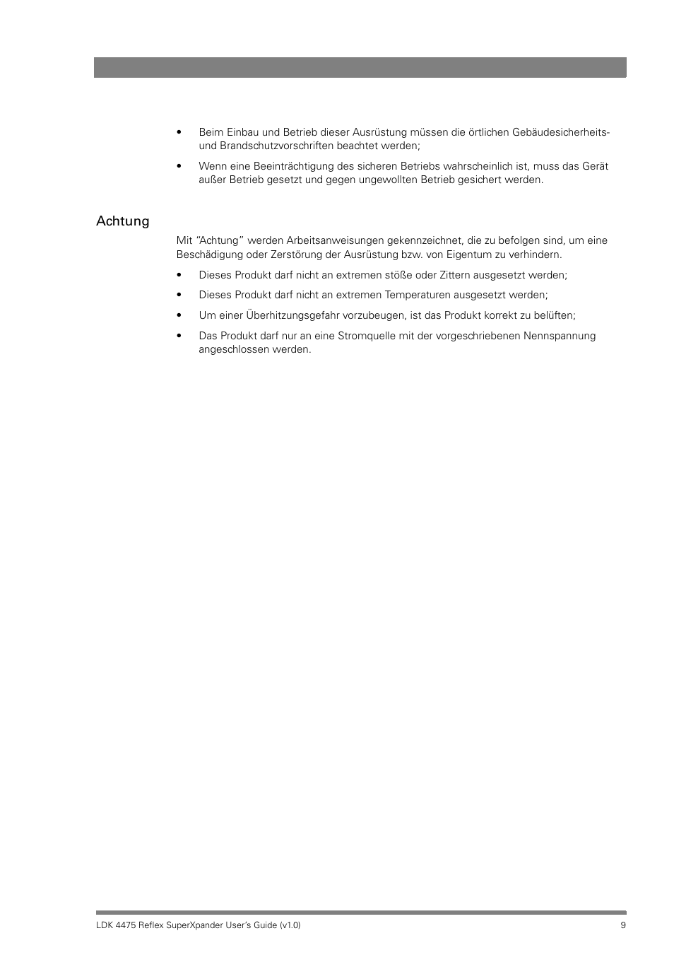 Achtung | Grass Valley LDK 4475 Reflex SuperXpander User Manual | Page 9 / 30