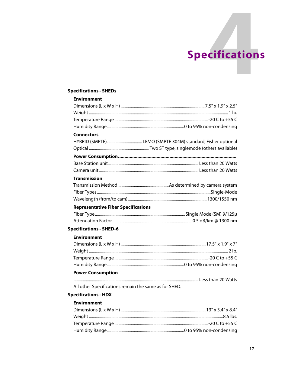 Specifications | Grass Valley SHED Jul 25 2014 User Manual | Page 21 / 23