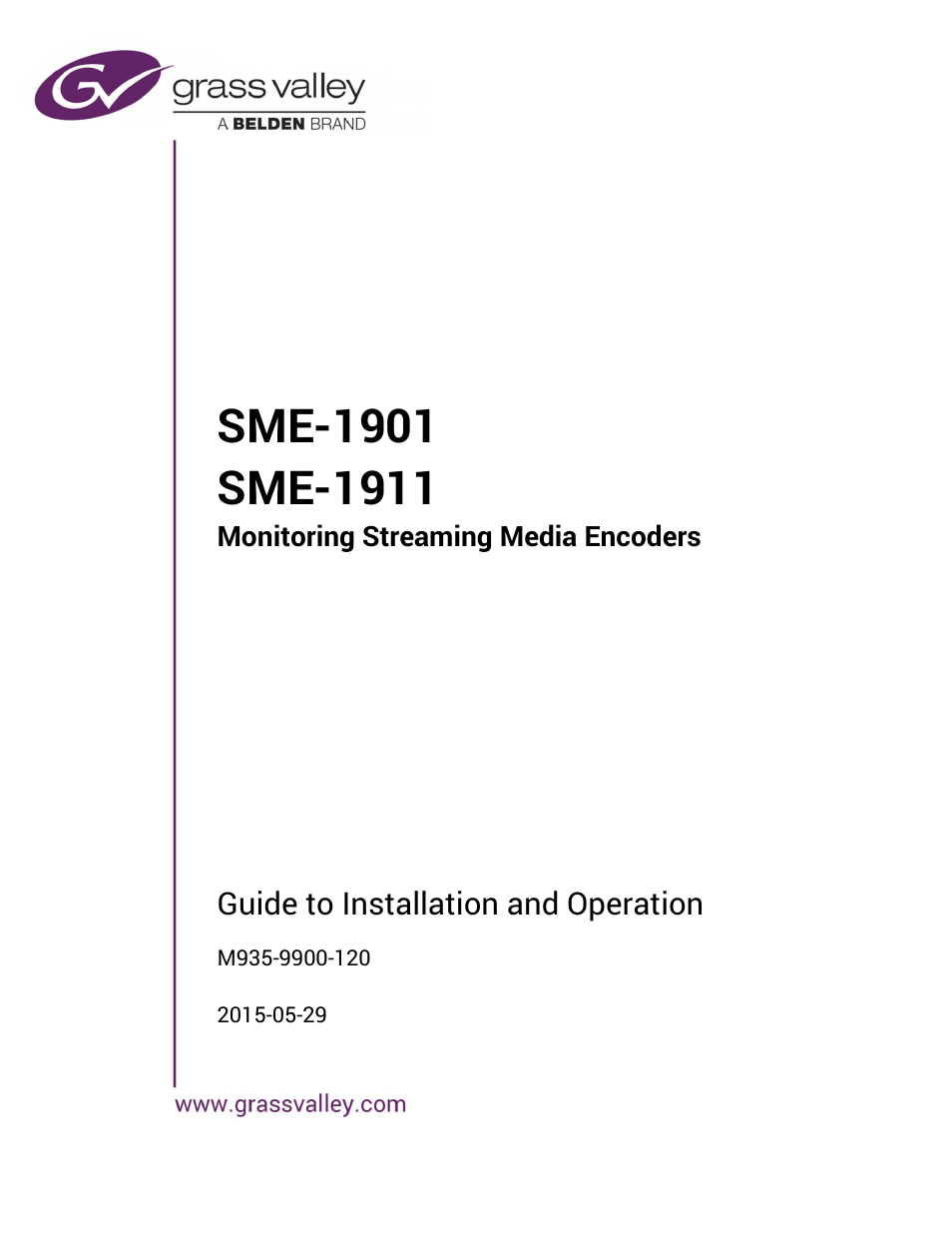 Grass Valley SME-1901 v.1.20 User Manual | 37 pages