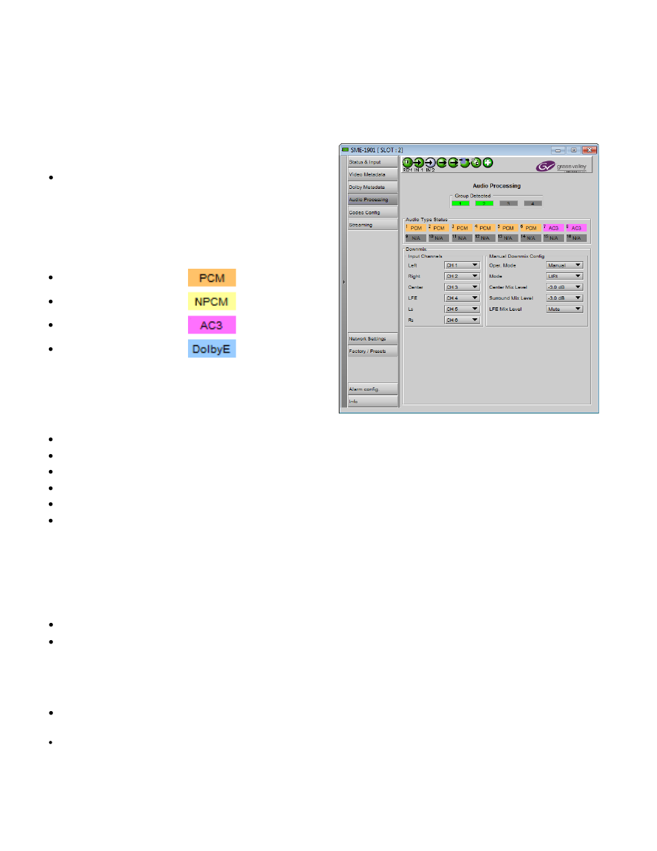 5 audio processing panel, Audio processing panel | Grass Valley SME-1901 v.1.20 User Manual | Page 18 / 37