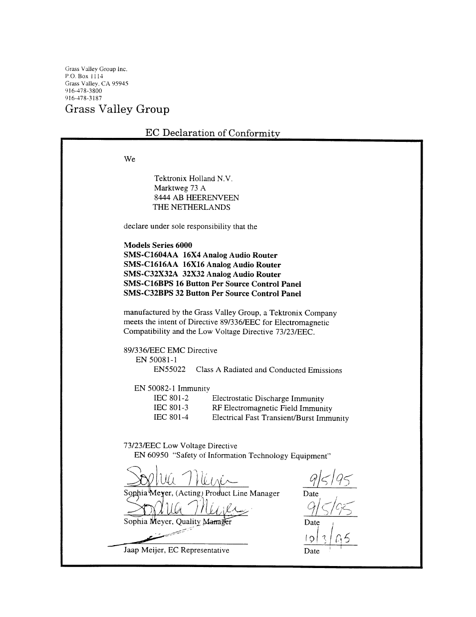 Grass Valley SMS-6000 Series User Manual | Page 5 / 126