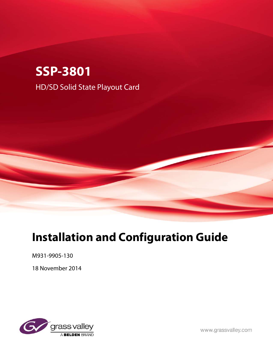 Grass Valley SSP-3801 Installation v.1.3 User Manual | 57 pages