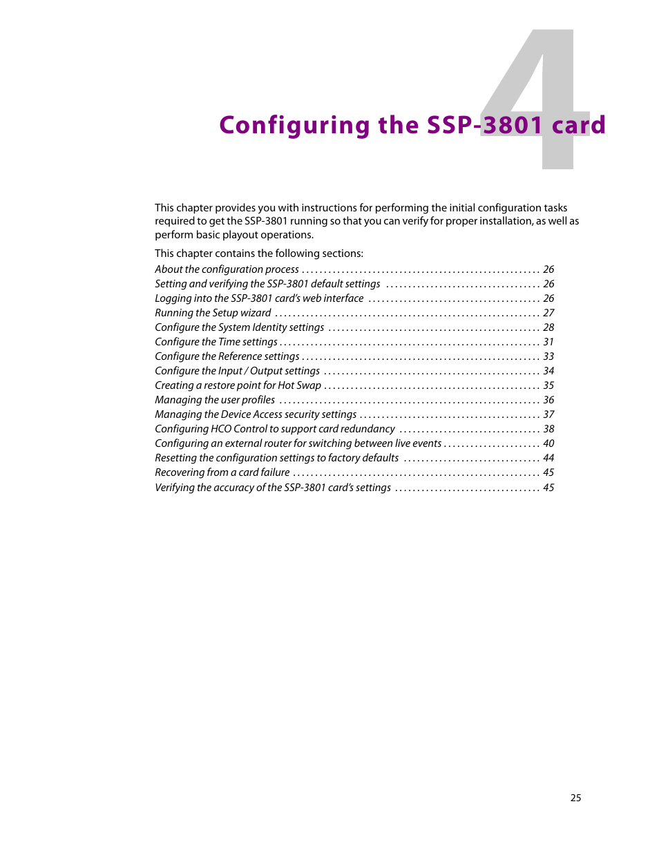 Configuring the ssp-3801 card, 4 configuring the ssp-3801 card | Grass Valley SSP-3801 Installation v.1.3 User Manual | Page 29 / 57