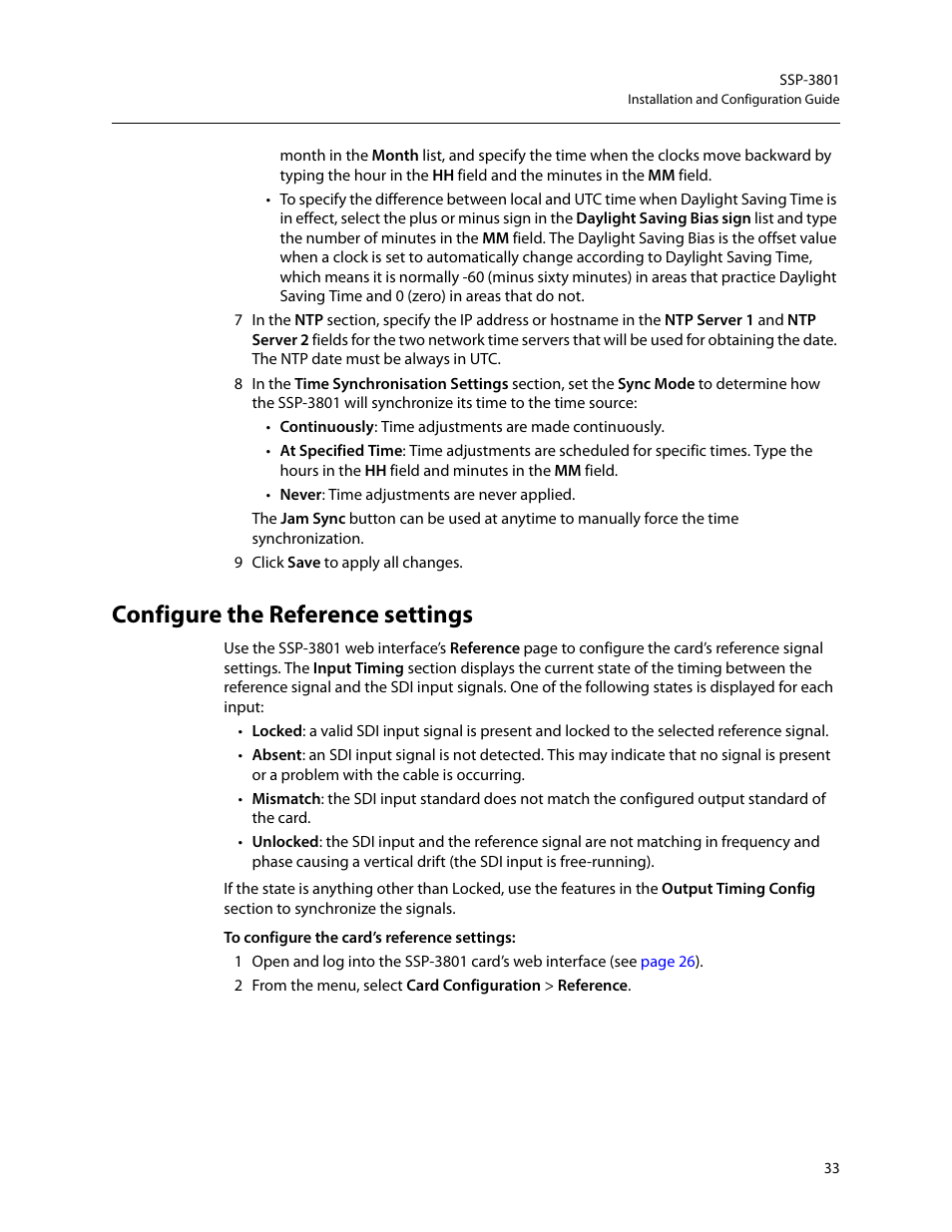 Configure the reference settings | Grass Valley SSP-3801 Installation v.1.3 User Manual | Page 37 / 57