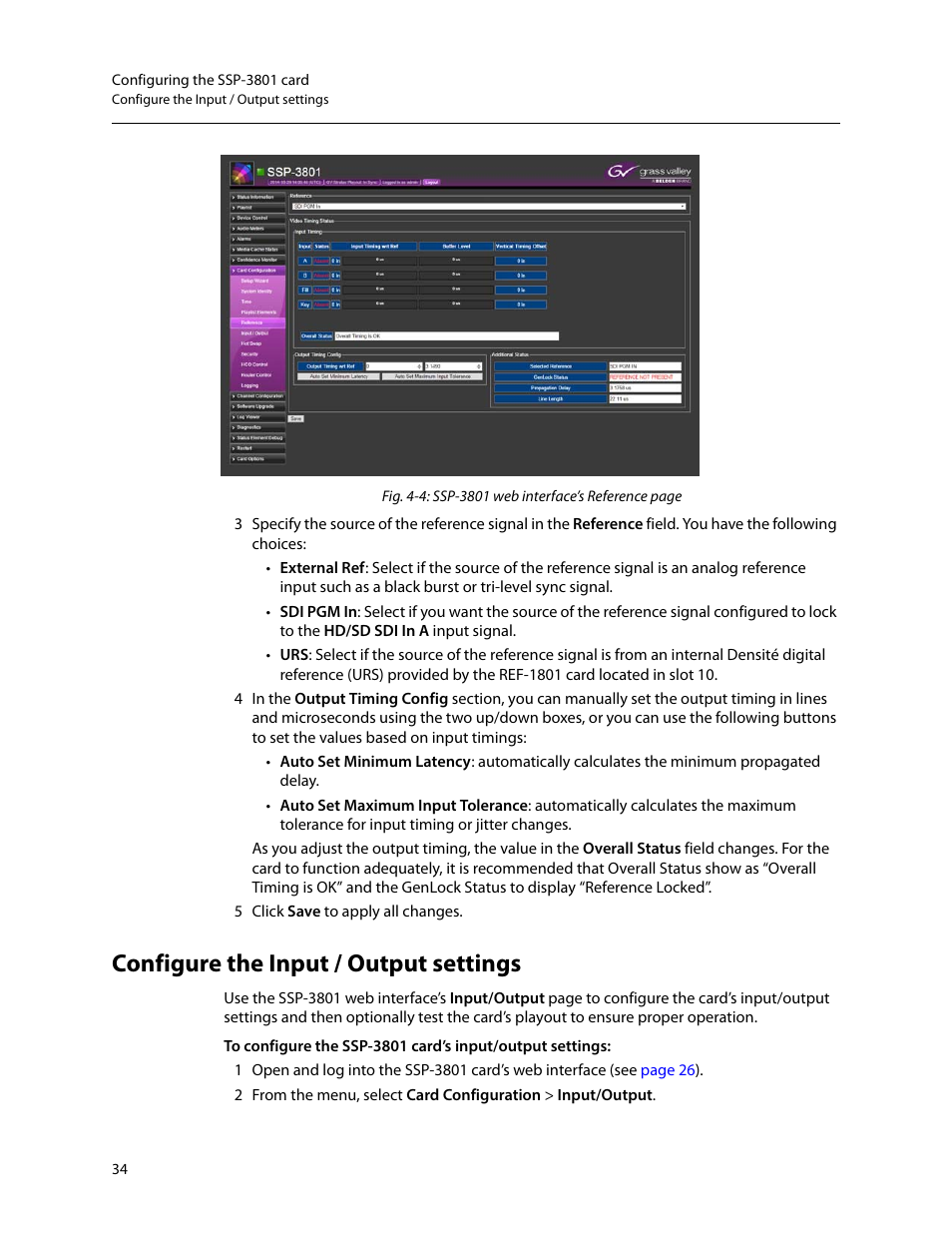 Configure the input / output settings | Grass Valley SSP-3801 Installation v.1.3 User Manual | Page 38 / 57