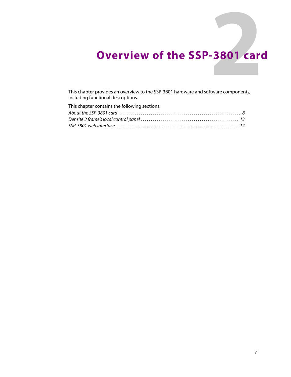 Overview of the ssp-3801 card, 2 overview of the ssp-3801 card | Grass Valley SSP-3801 Installation v.1.2 User Manual | Page 11 / 56