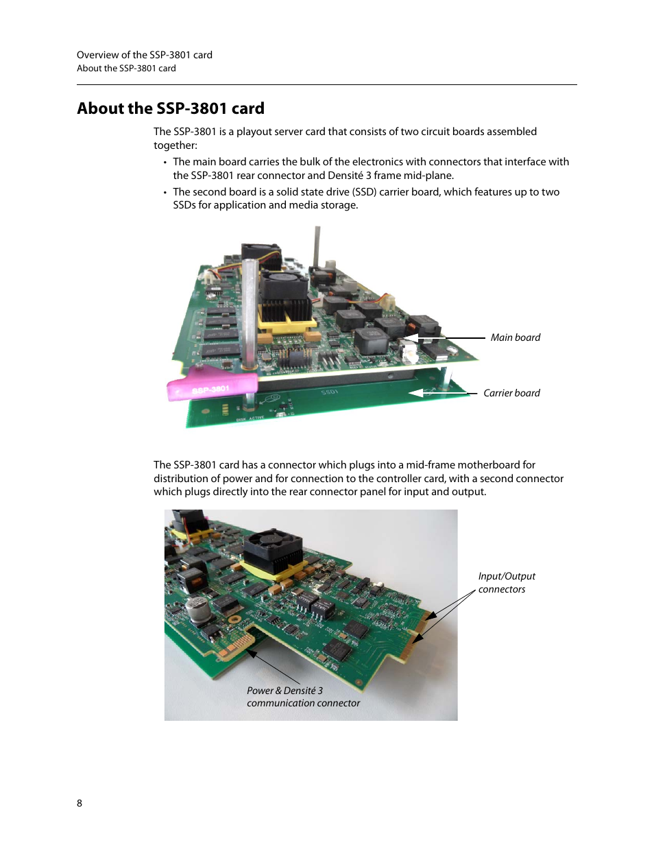 About the ssp-3801 card | Grass Valley SSP-3801 Installation v.1.2 User Manual | Page 12 / 56