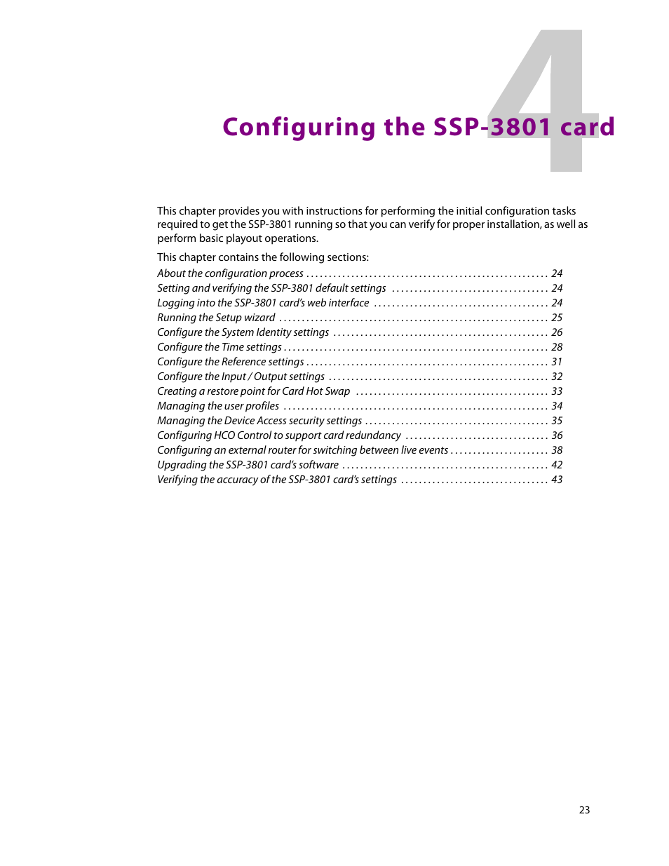 Configuring the ssp-3801 card, 4 configuring the ssp-3801 card | Grass Valley SSP-3801 Installation v.1.2 User Manual | Page 27 / 56