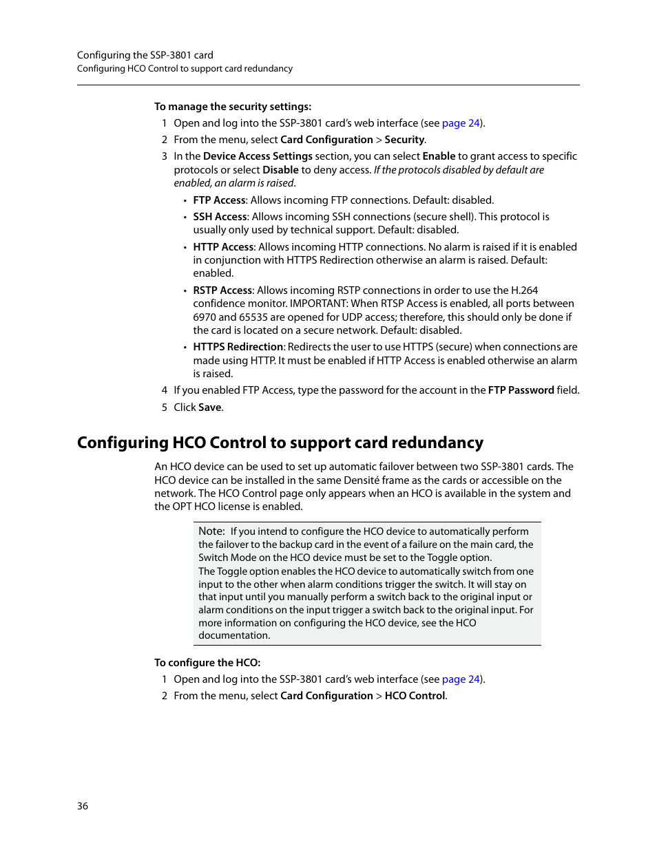 Configuring hco control to support card redundancy | Grass Valley SSP-3801 Installation v.1.2 User Manual | Page 40 / 56