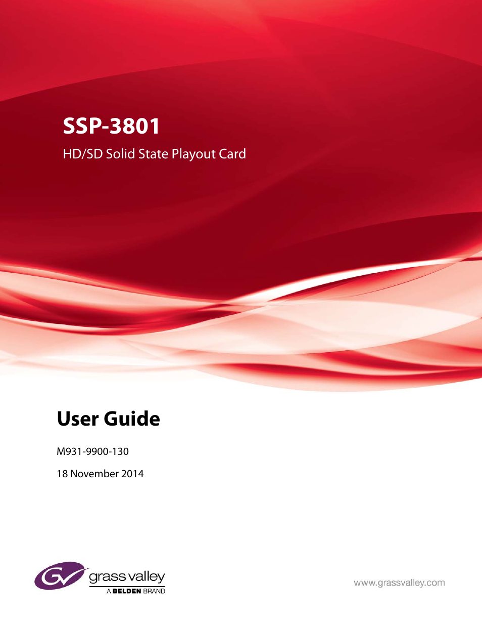 Grass Valley SSP-3801 User Guide v.1.3 User Manual | 79 pages