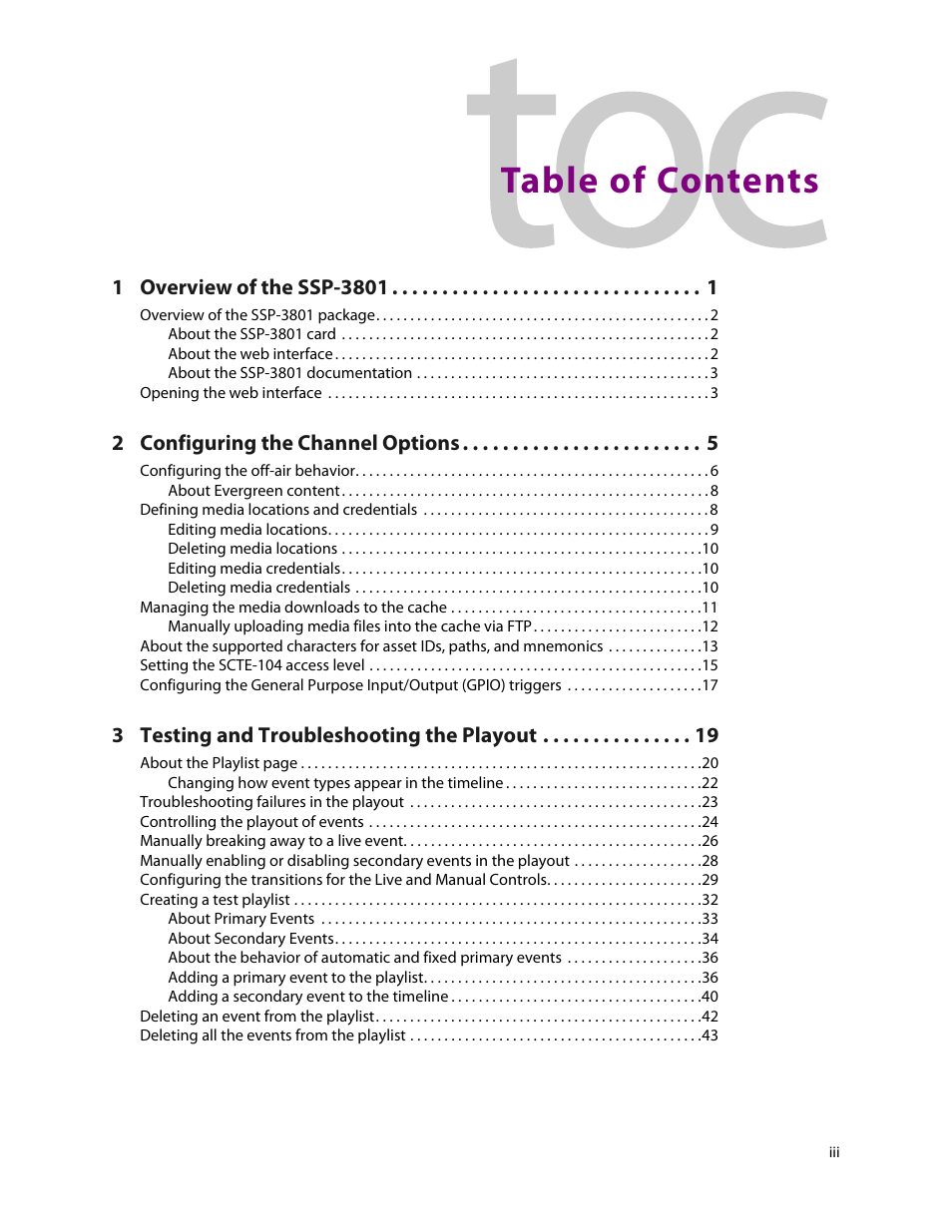 Grass Valley SSP-3801 User Guide v.1.3 User Manual | Page 3 / 79