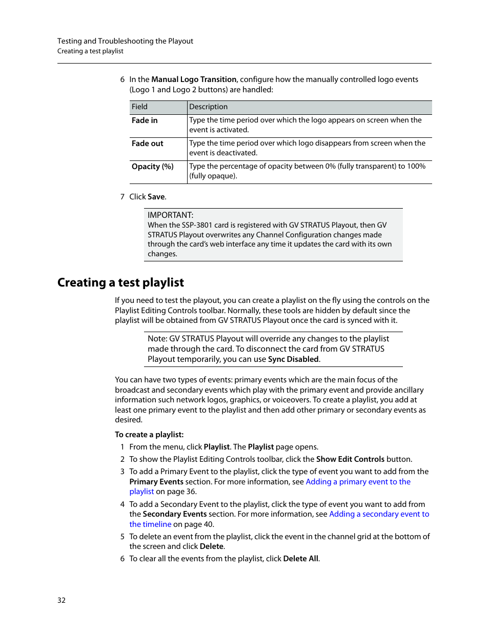 Creating a test playlist | Grass Valley SSP-3801 User Guide v.1.3 User Manual | Page 36 / 79