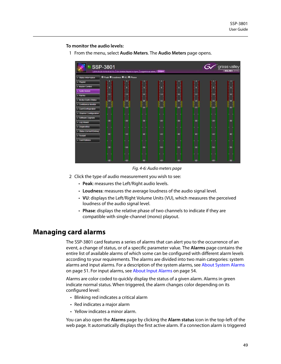 Managing card alarms | Grass Valley SSP-3801 User Guide v.1.3 User Manual | Page 53 / 79