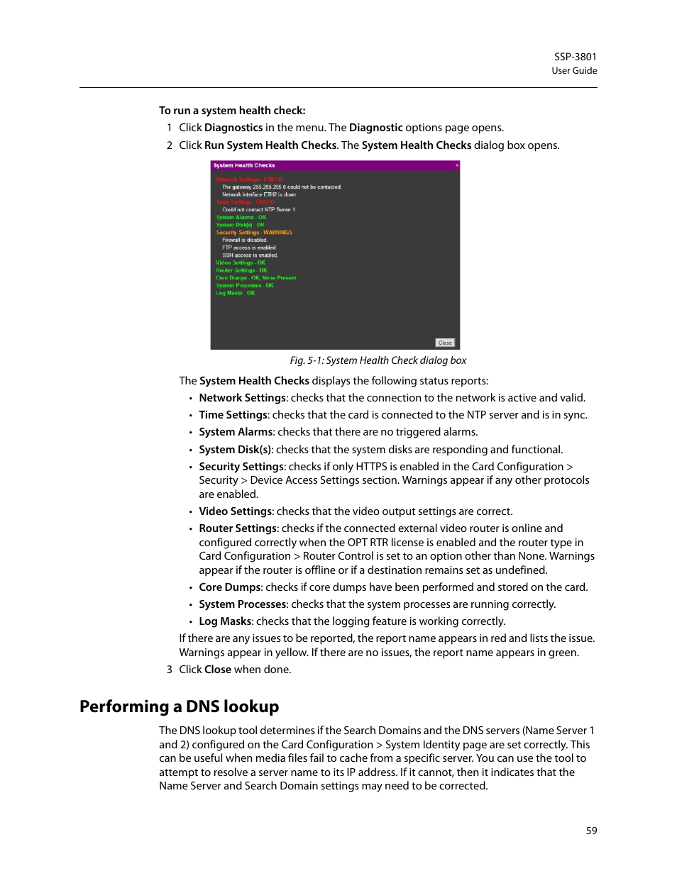 Performing a dns lookup | Grass Valley SSP-3801 User Guide v.1.3 User Manual | Page 63 / 79