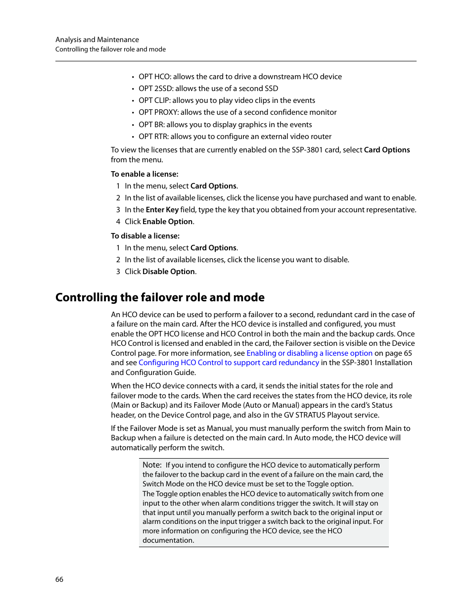 Controlling the failover role and mode | Grass Valley SSP-3801 User Guide v.1.3 User Manual | Page 70 / 79