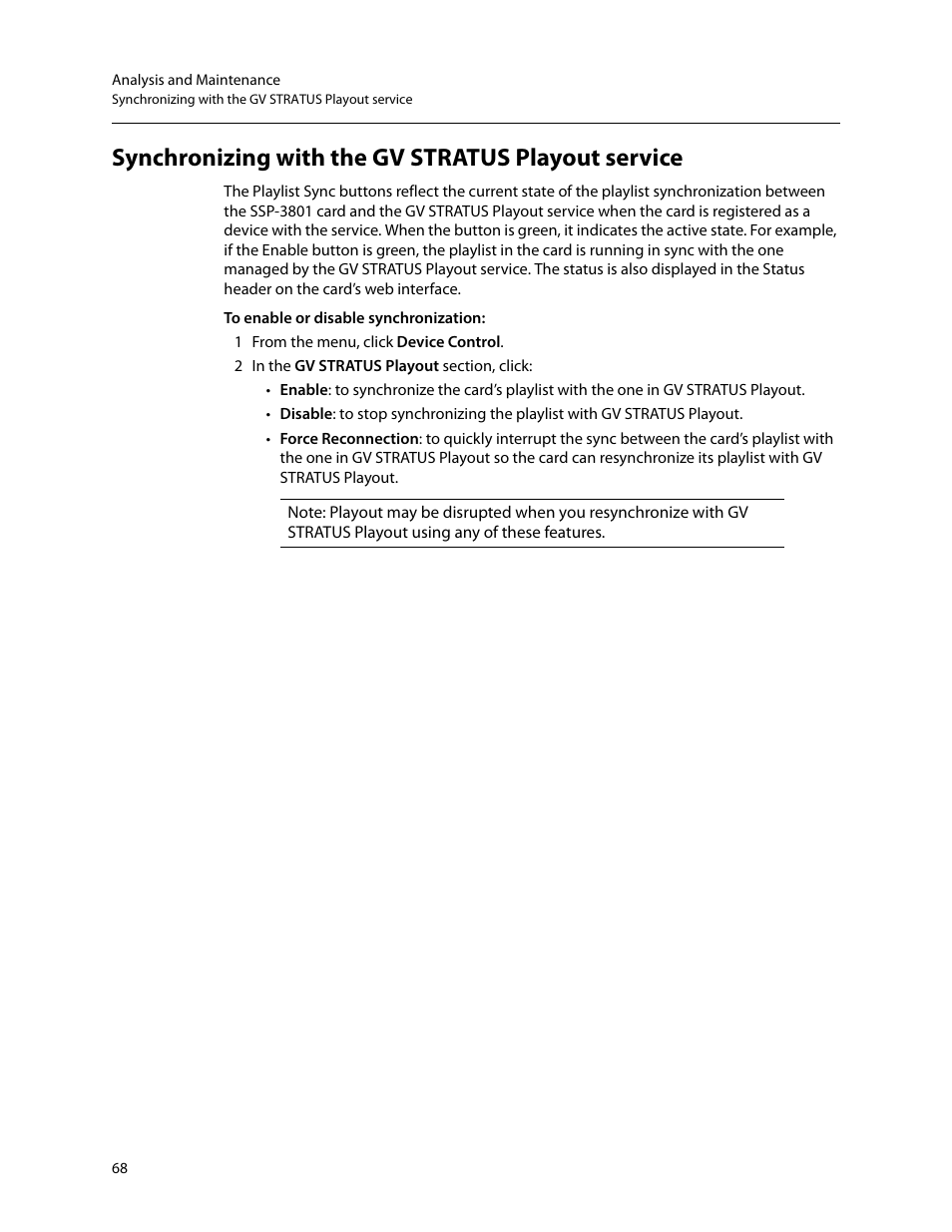 Synchronizing with the gv stratus playout service | Grass Valley SSP-3801 User Guide v.1.3 User Manual | Page 72 / 79