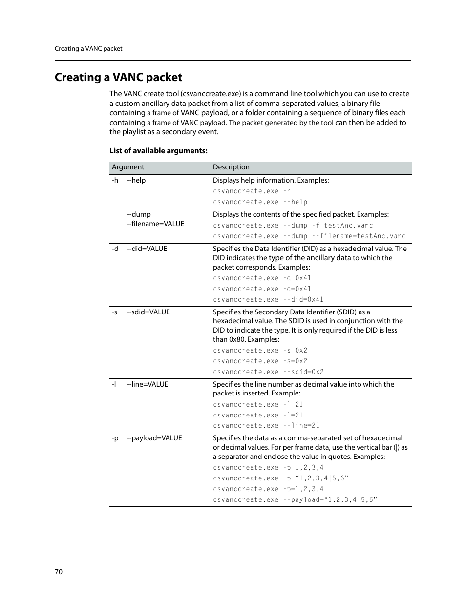 Creating a vanc packet | Grass Valley SSP-3801 User Guide v.1.3 User Manual | Page 74 / 79