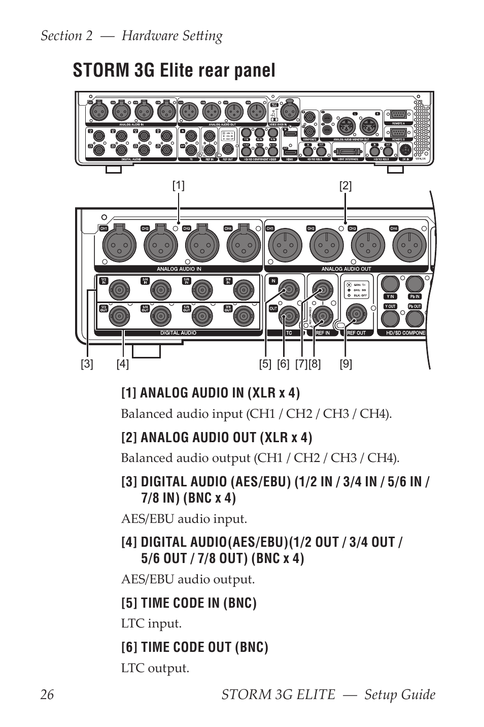 Storm 3g elite rear panel | Grass Valley STORM 3G Elite User Manual | Page 26 / 77