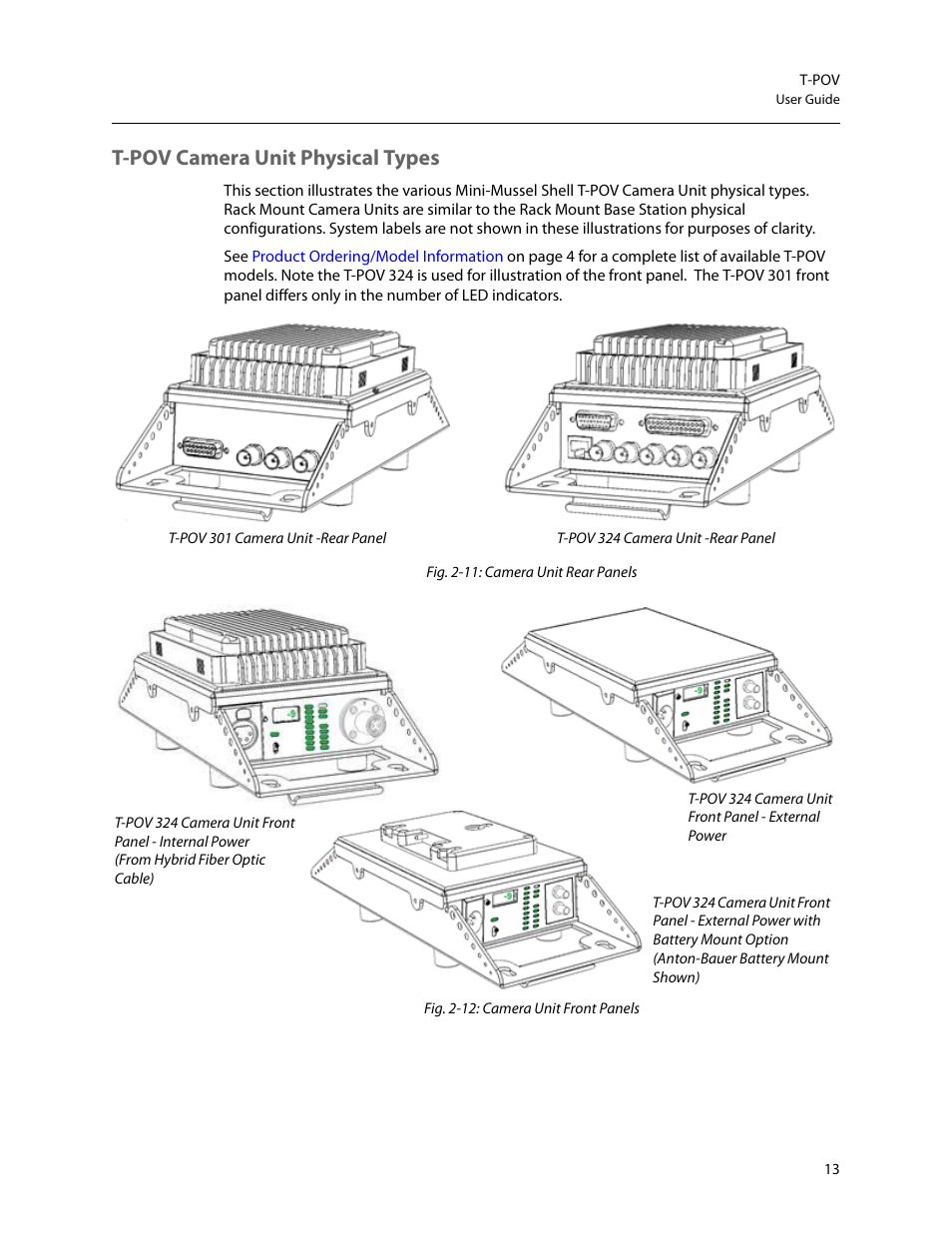 T-pov camera unit physical types | Grass Valley T-POV Bidirectional Robotic User Manual | Page 19 / 89
