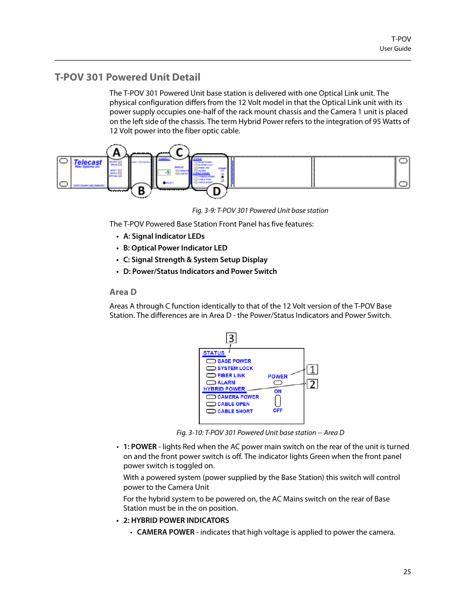 T-pov 301 powered unit detail, Area d | Grass Valley T-POV Bidirectional Robotic User Manual | Page 31 / 89