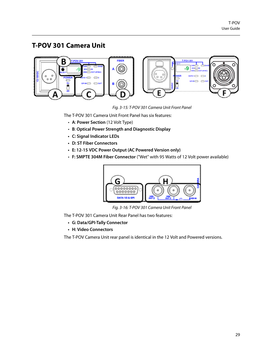 T-pov 301 camera unit | Grass Valley T-POV Bidirectional Robotic User Manual | Page 35 / 89