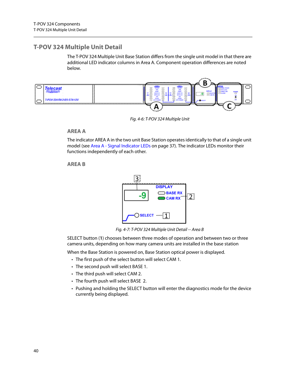 T-pov 324 multiple unit detail, Area a area b | Grass Valley T-POV Bidirectional Robotic User Manual | Page 46 / 89