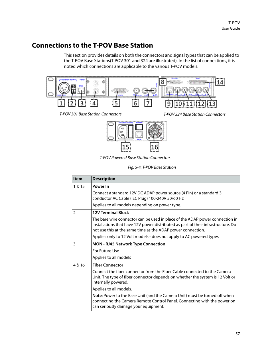 Connections to the t-pov base station | Grass Valley T-POV Bidirectional Robotic User Manual | Page 63 / 89