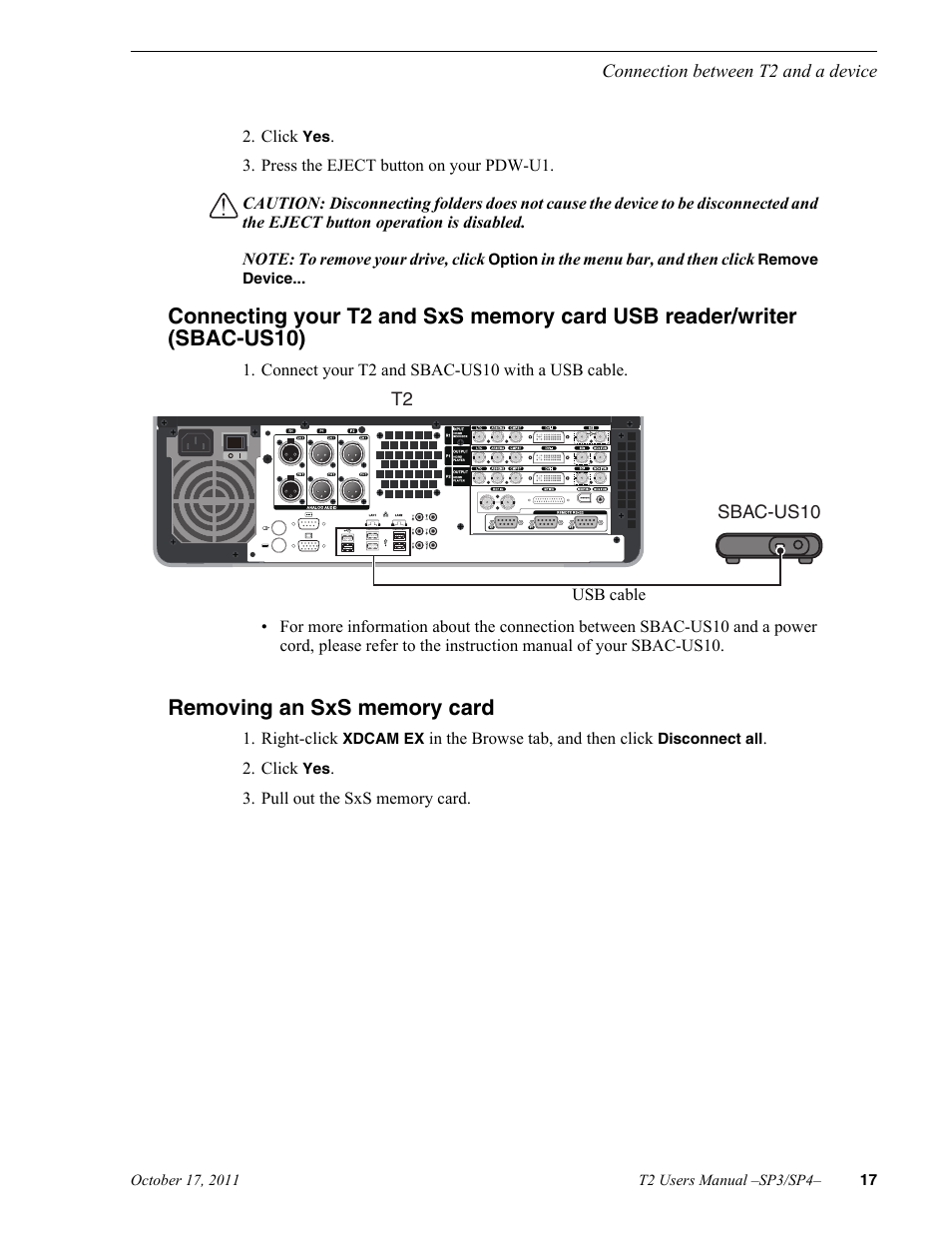 Removing an sxs memory card | Grass Valley T2 Classic iDDR User Manual | Page 17 / 126