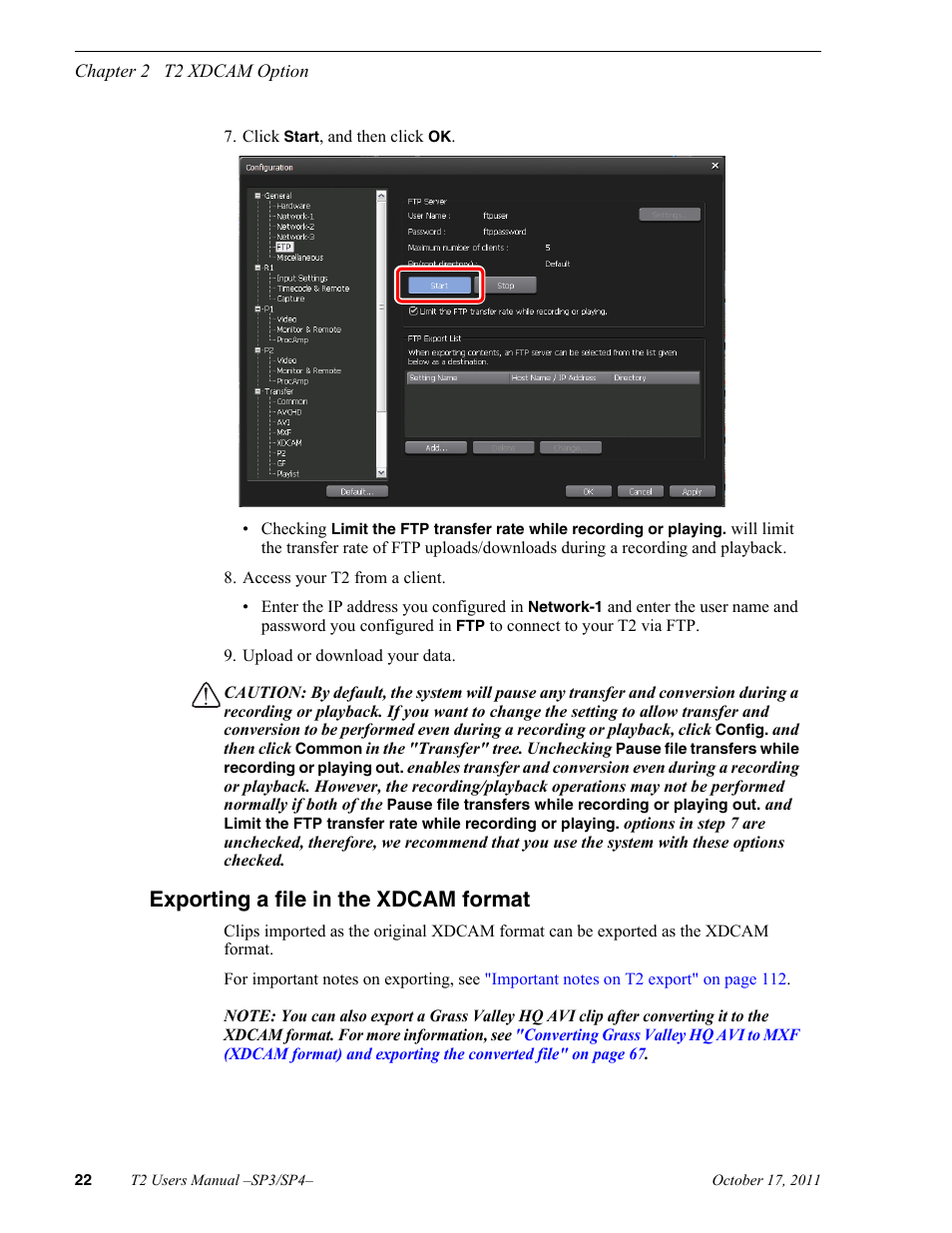 Exporting a file in the xdcam format | Grass Valley T2 Classic iDDR User Manual | Page 22 / 126