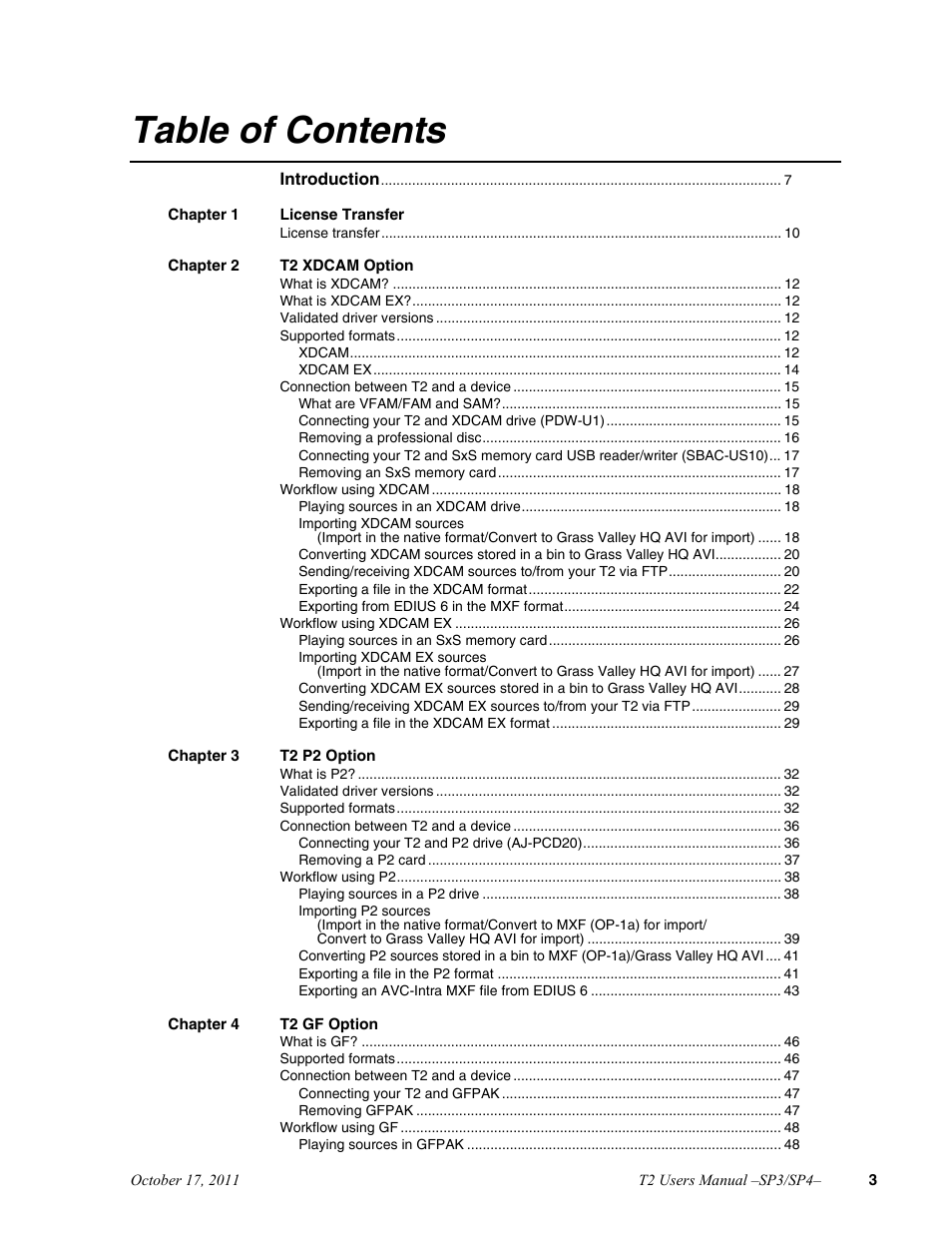 Grass Valley T2 Classic iDDR User Manual | Page 3 / 126