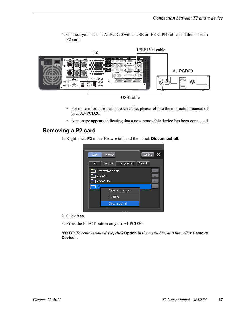 Removing a p2 card | Grass Valley T2 Classic iDDR User Manual | Page 37 / 126
