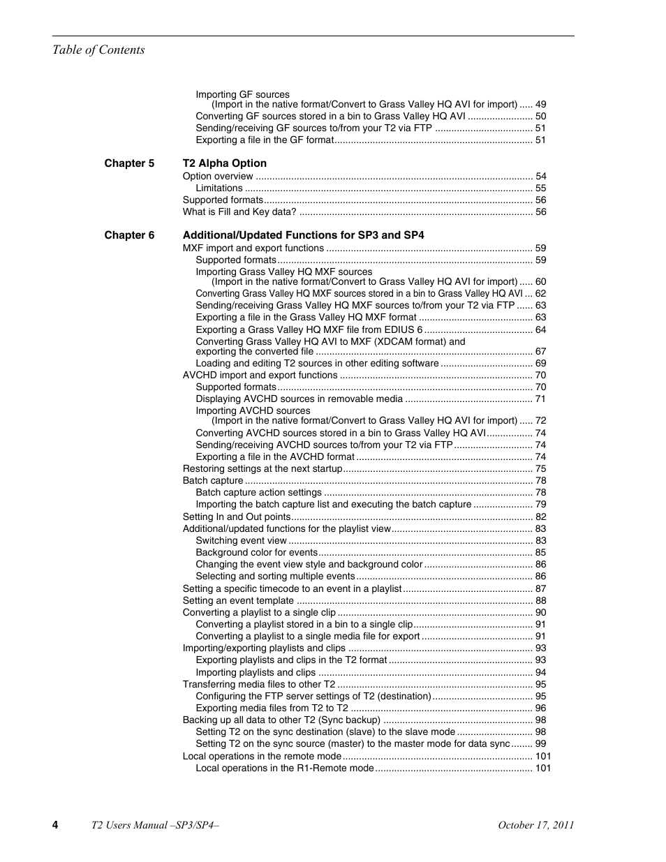 Grass Valley T2 Classic iDDR User Manual | Page 4 / 126