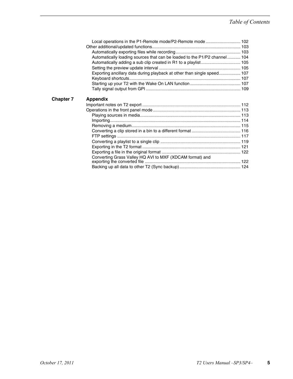 Grass Valley T2 Classic iDDR User Manual | Page 5 / 126