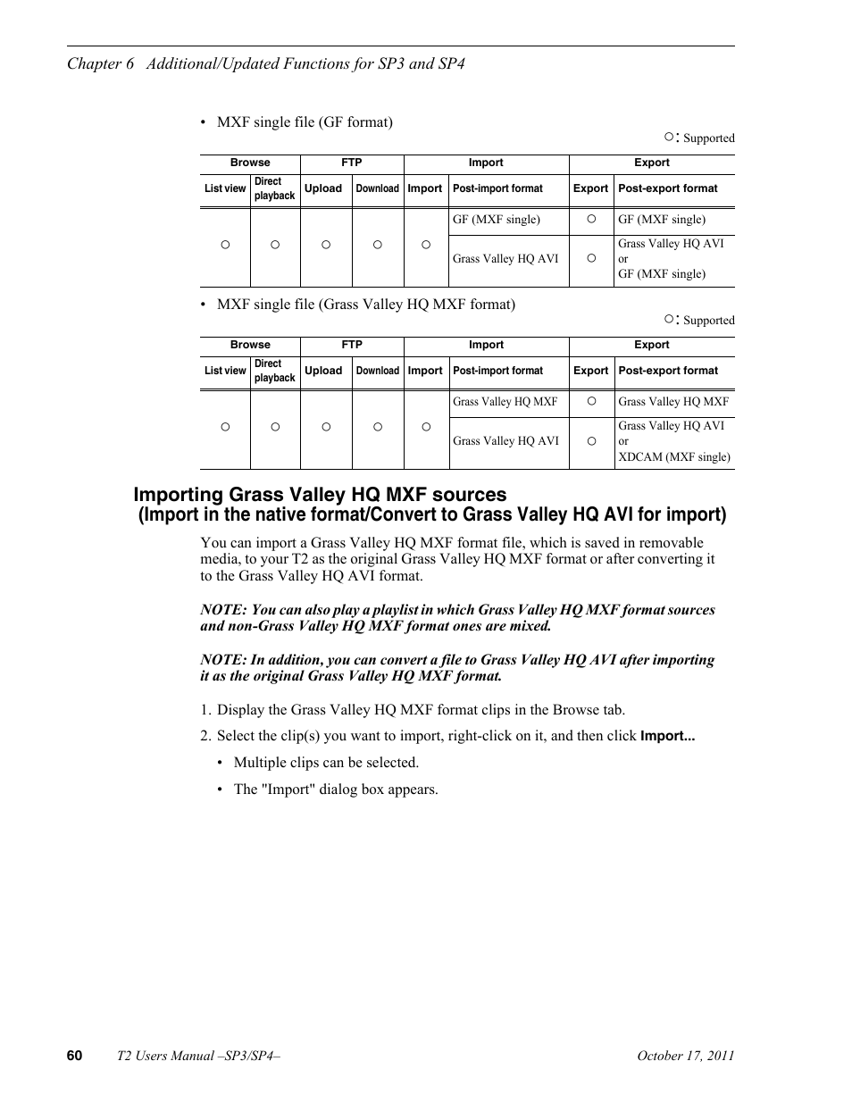Importing grass valley hq mxf sources | Grass Valley T2 Classic iDDR User Manual | Page 60 / 126