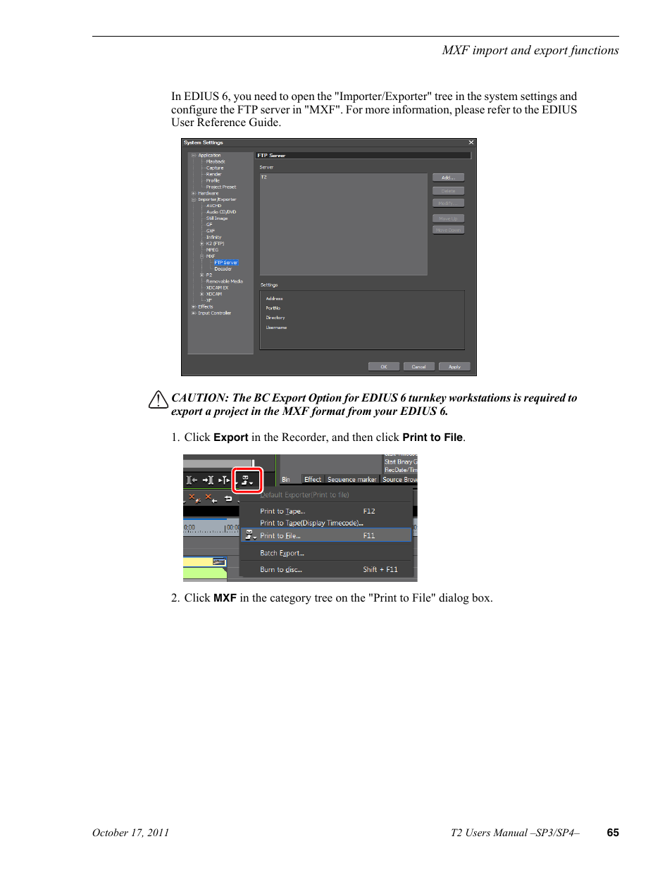 Grass Valley T2 Classic iDDR User Manual | Page 65 / 126