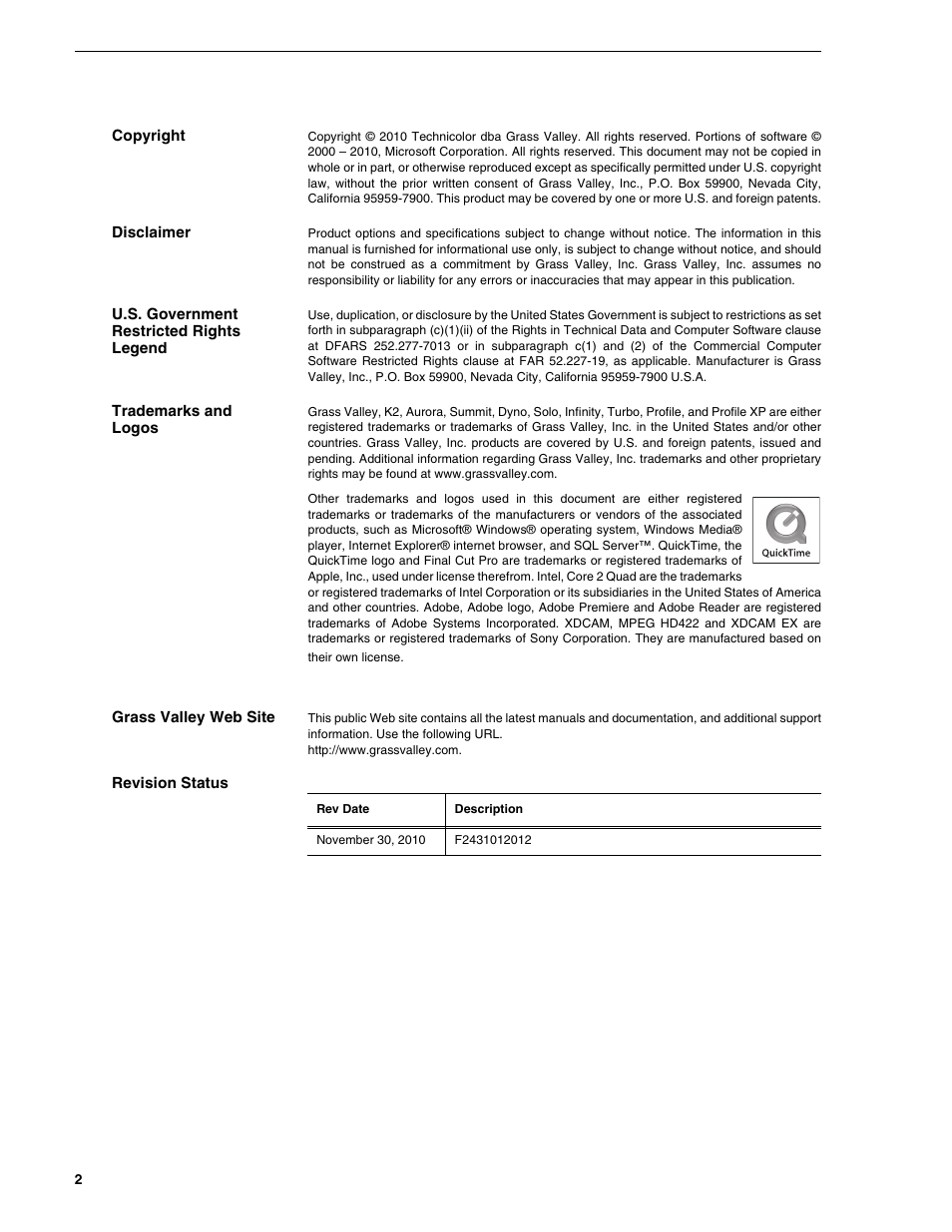 Grass Valley T2 Classic iDDR Addendum User Manual | Page 2 / 65