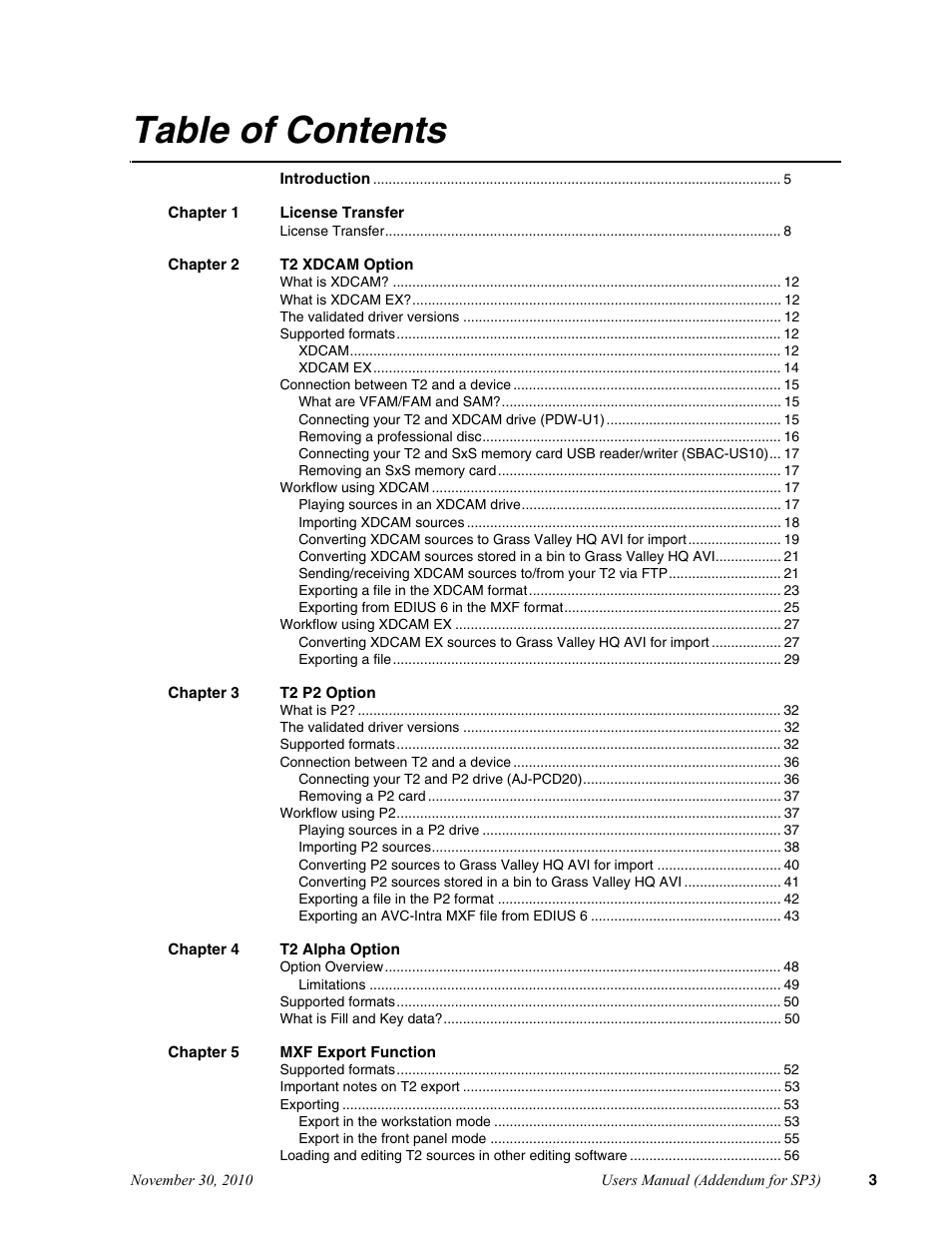 Grass Valley T2 Classic iDDR Addendum User Manual | Page 3 / 65