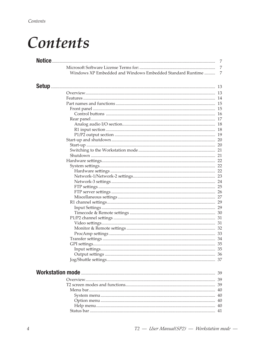 Grass Valley T2 Classic iDDR Workstation Mode SP2 User Manual | Page 4 / 116