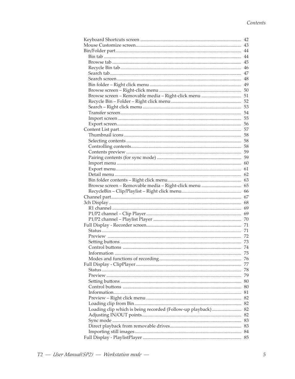 Grass Valley T2 Classic iDDR Workstation Mode SP2 User Manual | Page 5 / 116