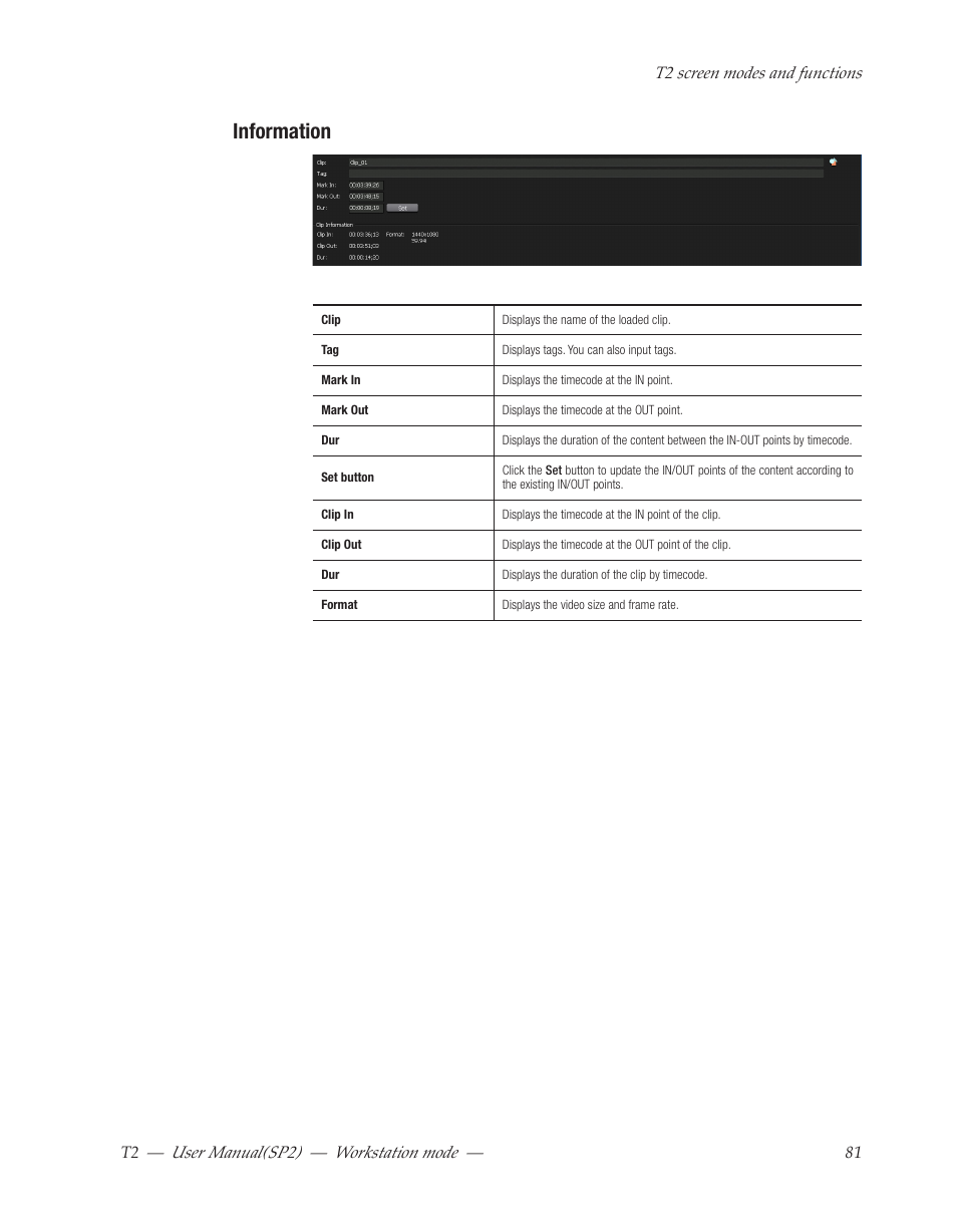 Information, User﻿manual(sp2) ― workstation﻿mode | Grass Valley T2 Classic iDDR Workstation Mode SP2 User Manual | Page 81 / 116