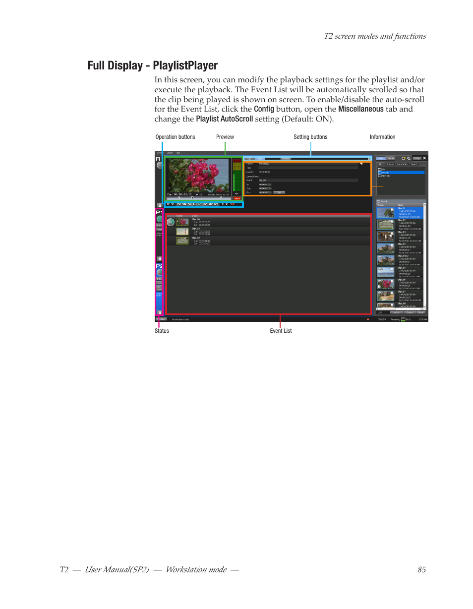 Full display - playlistplayer | Grass Valley T2 Classic iDDR Workstation Mode SP2 User Manual | Page 85 / 116