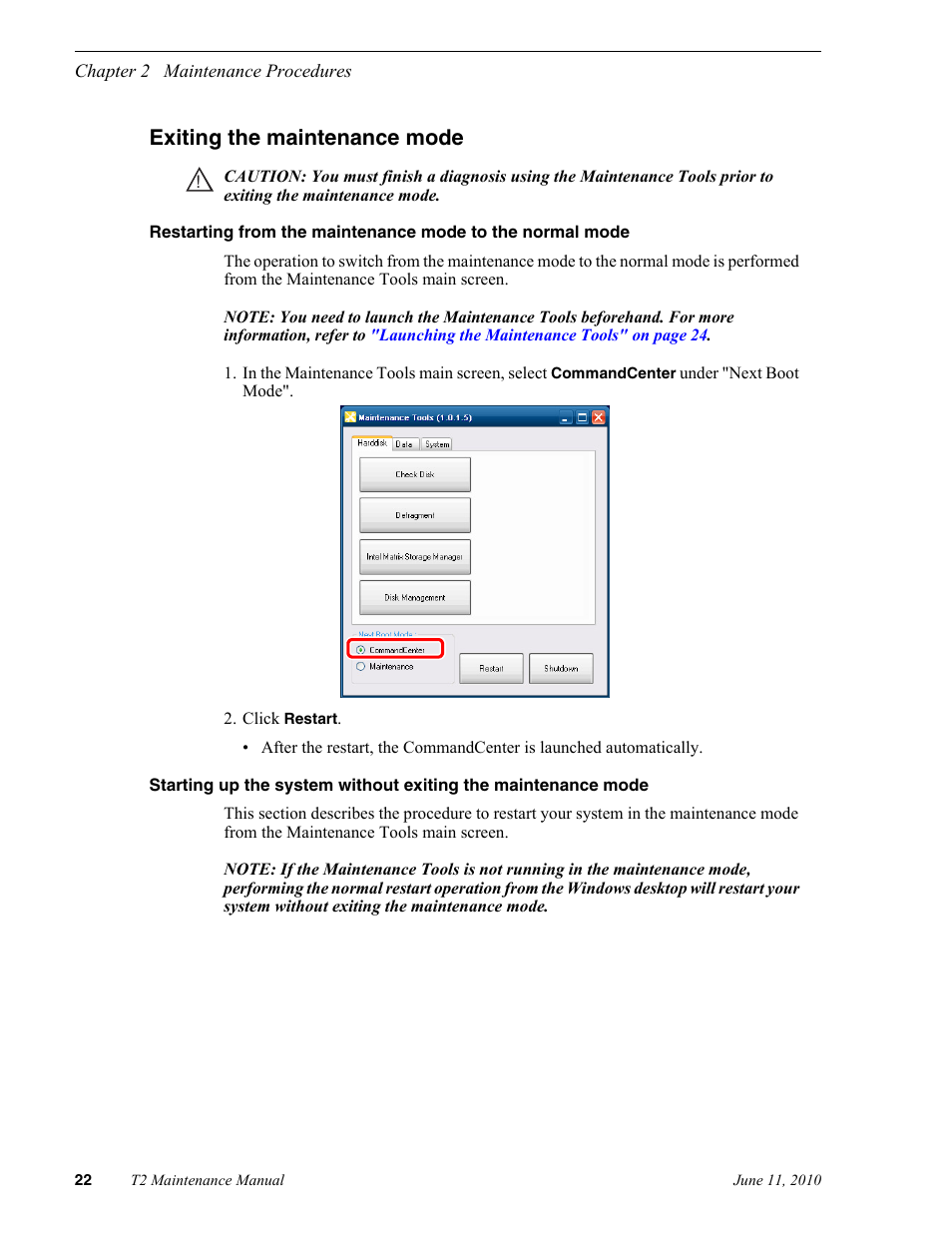 Exiting the maintenance mode | Grass Valley T2 Classic iDDR SP2 User Manual | Page 22 / 54